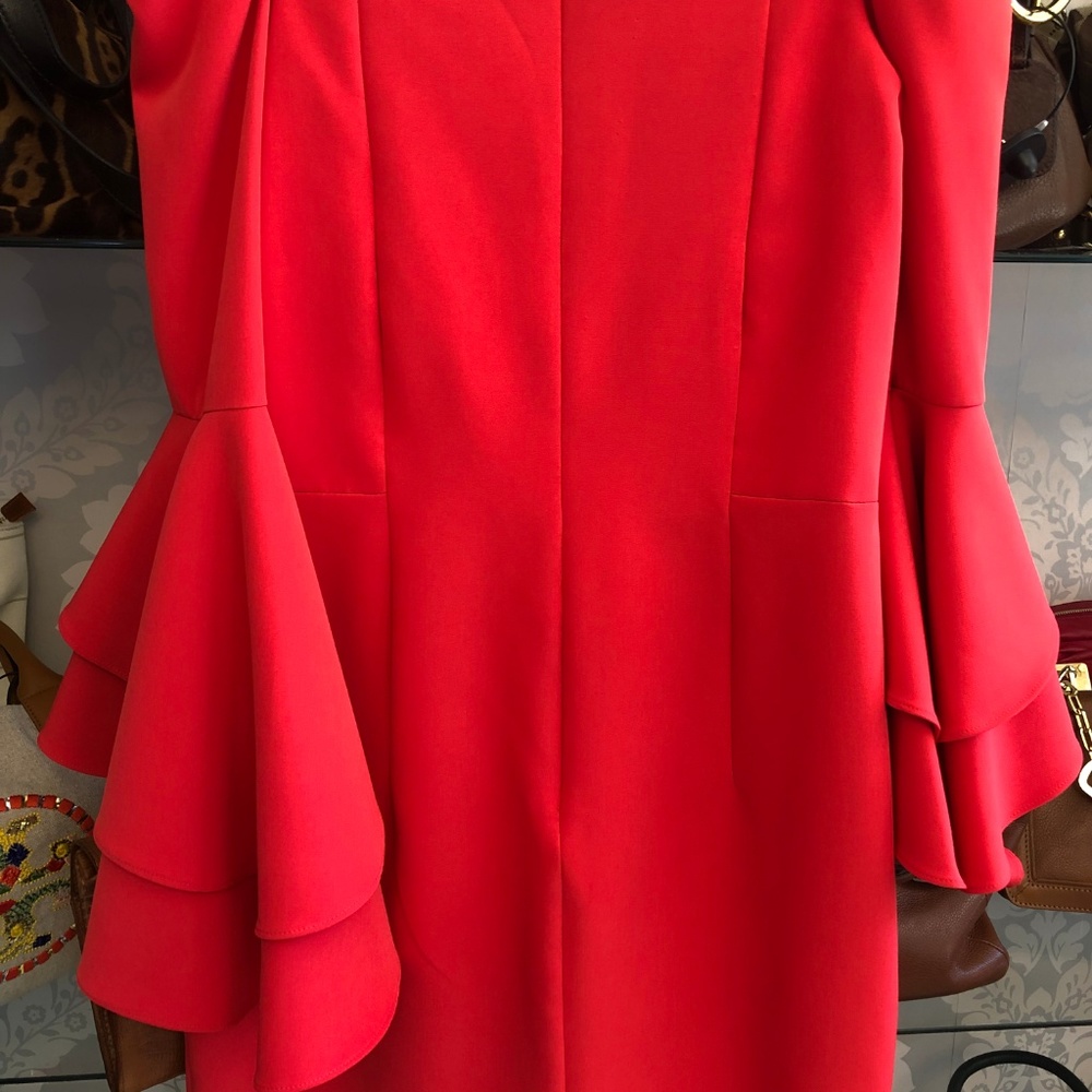 MILLY Cherry Red Double Ruffle SELENA Dress - Picture 7 of 8